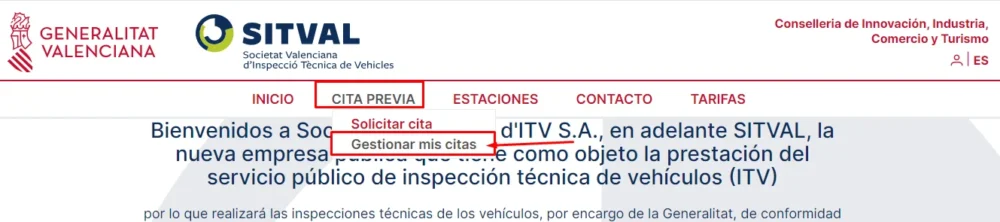 gestionar cita itv ontinyent